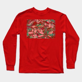 Pink Red and Green Fallen Leaves Long Sleeve T-Shirt